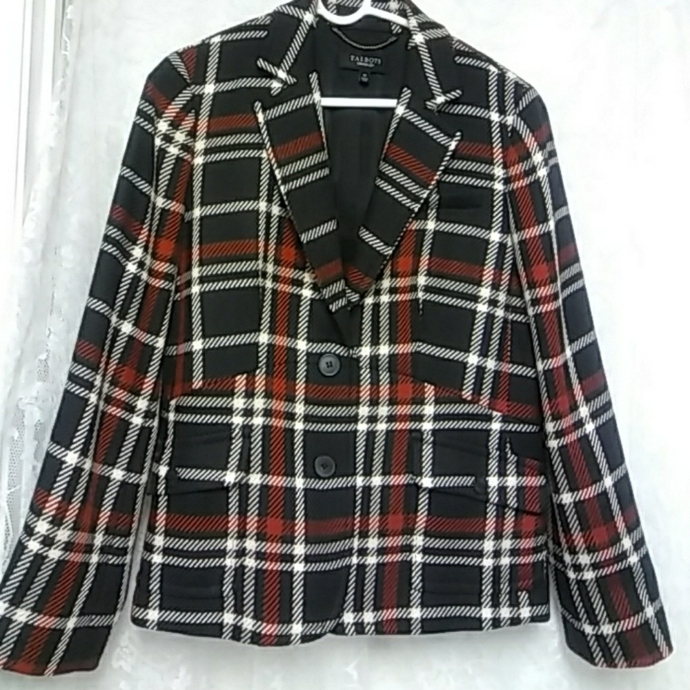 Talbots Christmas Plaid Career Piece Blazer, Cozy, Casual, Collegiate, Preppy